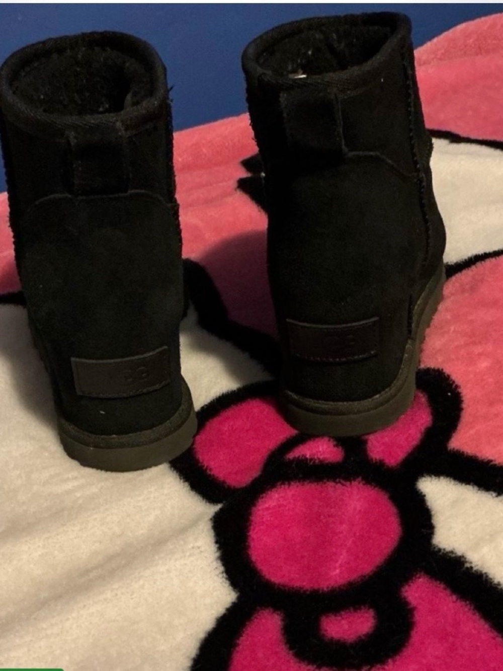 UGG Black Short Plush-Lined Platform Boots